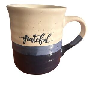 Grateful Ceramic Mug - Cream and Blue